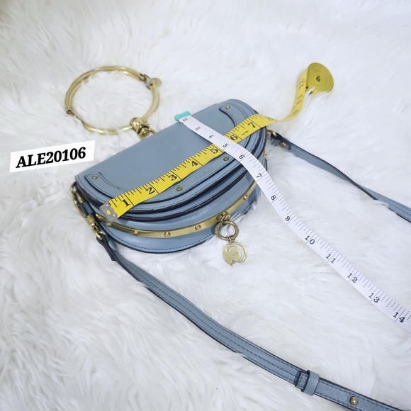 Chloe Light Blue Crossbody Bag with Gold Accents - Picture 4 of 13